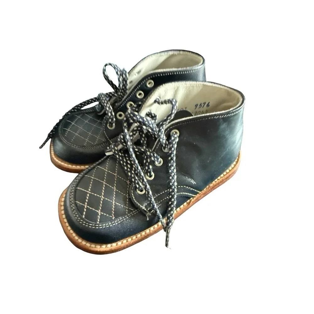 Vintage Edwards Blue walking shoes size 7 1/2 EE leather‎ shoes NEW toddler
